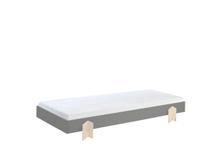 Set 4 paturi stivuibile pentru copii MODULO, gri, din MDF și pin masiv, cu somiere cu lamele incluse – Vipack - Img 6