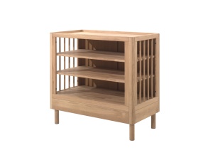 Set Complet Mobilier Cameră Bebelus Forrest Oak, din Lemn Masiv de Stejar, Natur: Pătuț Convertibil (70x140 cm), Masă de Înfășat cu Suport și Dulap cu 2 Uși – Vipack - Img 13