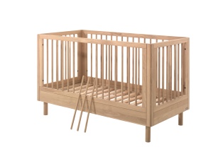 Set Mobilier Cameră Bebelus Forrest Oak, din Lemn Masiv de Stejar, Natur: Pătuț Convertibil (70x140 cm), Masă de Înfășat și Suport – Vipack - Img 10
