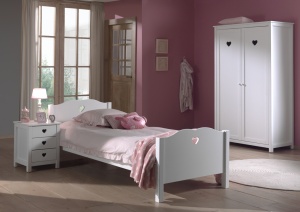 Set Mobilier Cameră Copii AMORI, 3 Piese, Alb, Stil Romantic – Vipack - Img 1