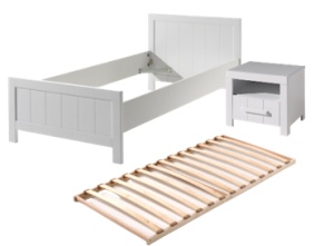 Set Mobilier Cameră Copii ERIK: Pat 90x200 cm și Noptieră, Alb – Vipack - Img 4
