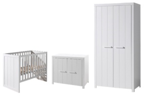 Set Mobilier Cameră Copii ERIK: Pat Supraetajat 90x200 cm, Dulap 2 Uși și Comodă cu 2 Sertare, Alb – Vipack - Img 3