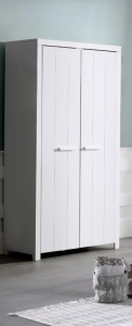 Set Mobilier Cameră Copii ERIK: Pat Supraetajat 90x200 cm, Dulap 2 Uși și Comodă cu 2 Sertare, Alb – Vipack - Img 2