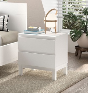 Set Mobilier Cameră Copii EVA: Pat 90x200 cm și Noptieră, Alb – Vipack - Img 2