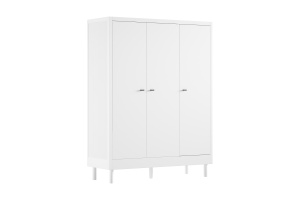 Set Mobilier Camera Copii Forrest Beech, Pat 90x200 cm, Dulap cu 3 Uși și Noptieră, din Lemn de Fag Lăcuit Alb – Vipack - Img 9