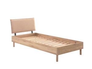 Set Mobilier Camera Copii Forrest Oak, Pat 90x200 cm cu Tăblie Textilă, Dulap cu 3 Uși și Noptieră, din Lemn de Stejar, Natur – Vipack - Img 7