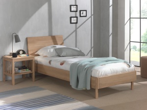 Set Mobilier Camera Copii Forrest Oak, Pat 90x200 cm și Noptieră, din Lemn de Stejar, Natur – Vipack - Img 1