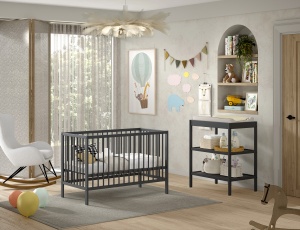 Set Pat bebeluși DINO 60x120 cm și Masă de înfășat DINO, antracit – Vipack