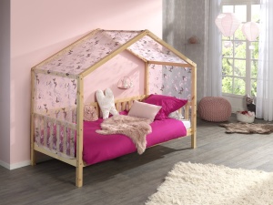 Set Pat Căsuță, cu Protecție și Perdea Fluturi, Natur, 90 x 200 cm, Pin Masiv – Dallas – Vipack