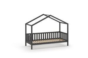 Set Pat Căsuță, cu Protecție și Sertar, Antracit, 90 x 200 cm, Pin Masiv – Dallas – Vipack - Img 4