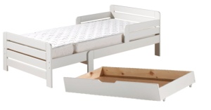 Set Pat Jumper Transformabil 90x140-200 cm cu Sertar și Saltea, pentru Copii, Alb – Vipack - Img 4