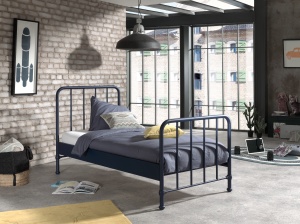 Set Pat Metalic și Noptieră, Albastru Denim, 90 x 200 cm (Metal) – BRONXX – Vipack - Img 7