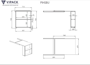 Set pat semi-supraetajat pentru copii SCOTT, alb, 90 x 200 cm, pin scandinav masiv, cu scară, birou glisant, bibliotecă, comodă cu 3 sertare și dulap cu 3 uși – Vipack - Img 8