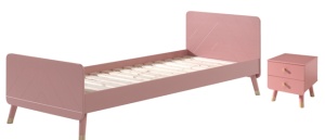 Set Pat Single și Noptieră pentru Copii, 90x200 cm, Roz (Pin Masiv și MDF) – Billy – Vipack - Img 2