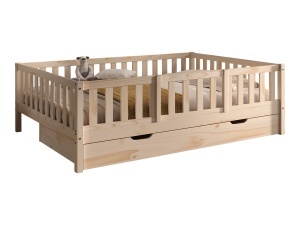 This DALLAS combination in natural consists of a cabin bed (140 x 200 cm) with bed drawer and safety rail.