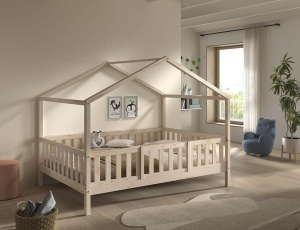 This DALLAS combination in natural consists of a house bed (140 x 200 cm) and safety rail. - Img 2
