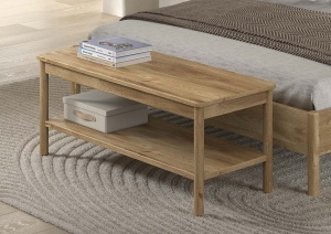 This OLIVE combination consists of a double bed (180 x 200 cm) with a slatted headboard, two bedside tables with drawer and a bench. - Img 8