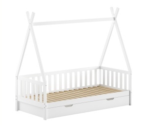 This TIPI combination in white consists of the elevated bed with fence (90 x 200 cm) and a drawer.