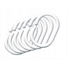 Inele perdea de dus Bisk, Plastic, Alb,Set 12 buc