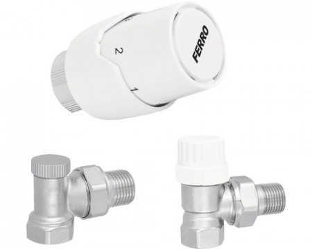 Robineti calorifer coltar (tur-retur) Ferro cu cap termostatic 1/2”