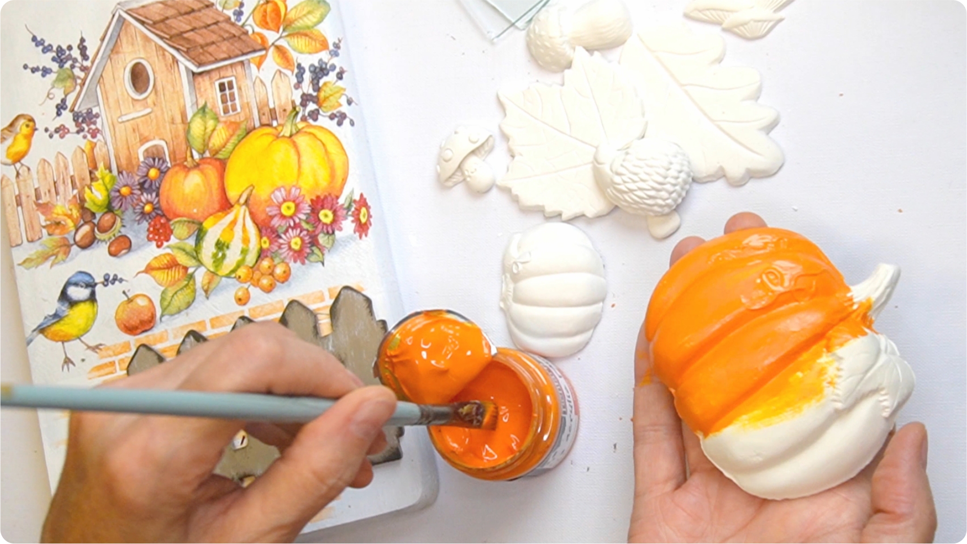 Tocător tomnatic – decor handmade de toamnă cu tehnica șervețelului și elemente 3D