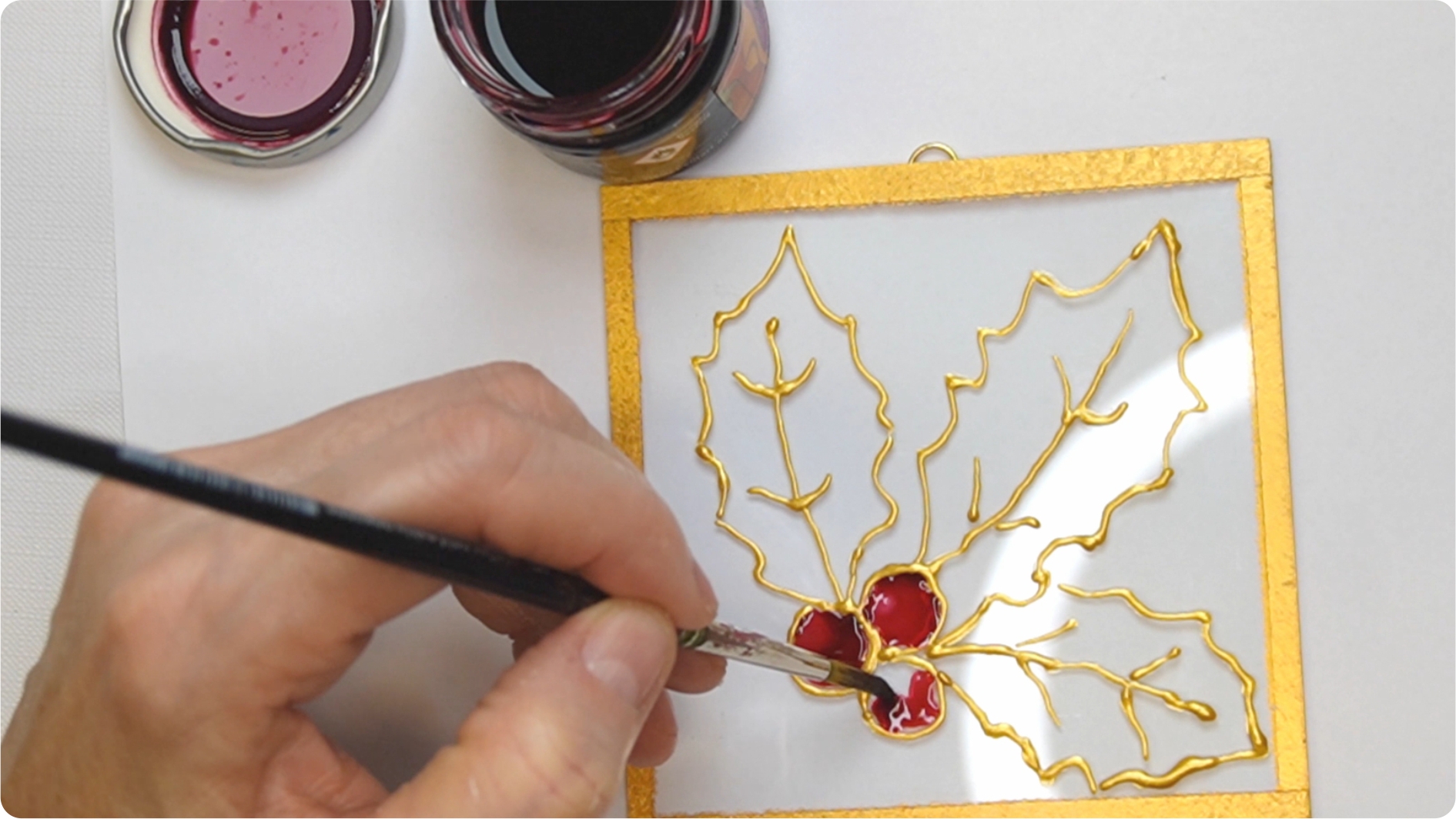 Decor pe sticlă cu efect de bandă de cupru | Tutorial pas cu pas