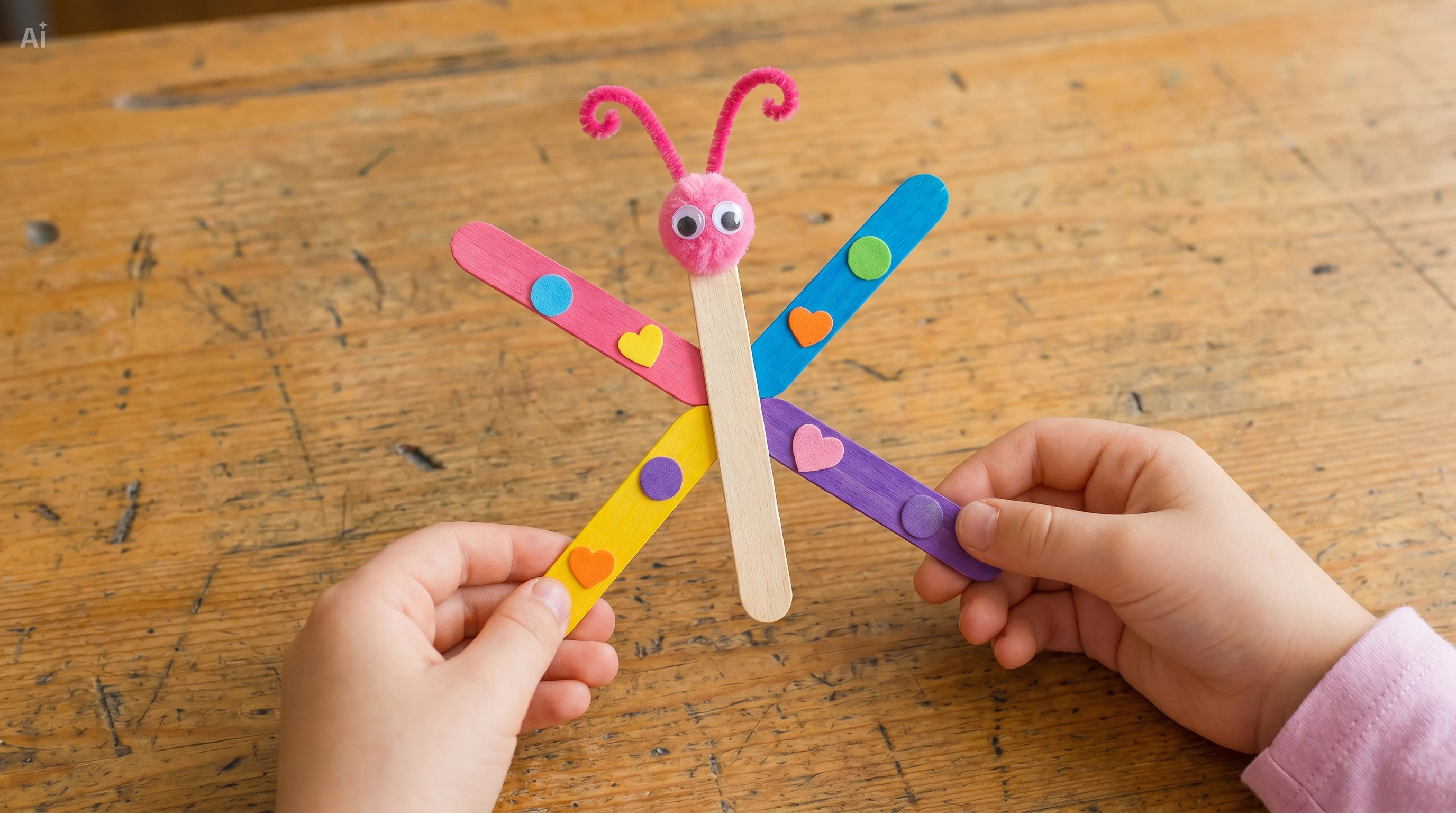 Fluture din spatule de lemn