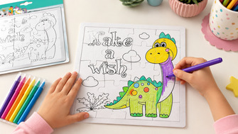 Puzzle-ul pe care copilul îl colorează singur