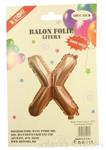 Balon folie auriu-roz litera X 35cm 032953