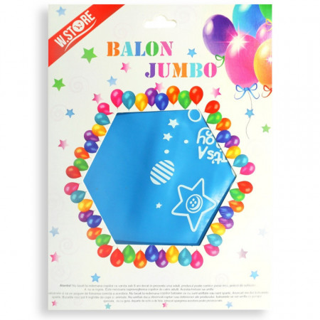 Balon jumbo bleu pentru botez 90cm 35g 041062
