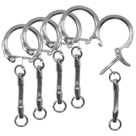 Baza breloc argintiu inchis 6x2,3cm cu agatatoare tip sarpe 5/set