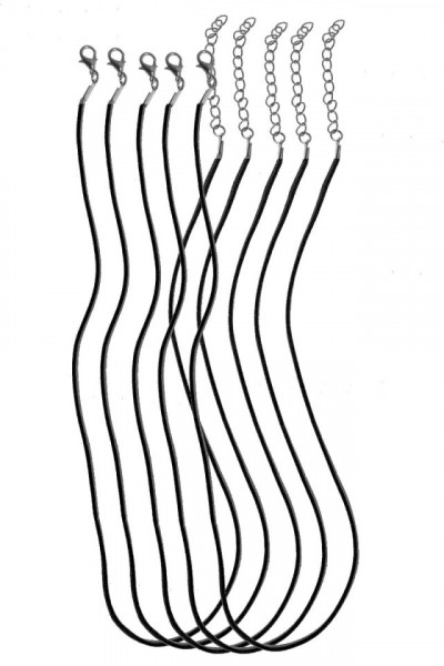 Baza colier imitatie piele negru 3mm x 45/50cm 5/set