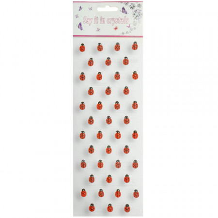 Buburuza plastic rosie cu adeziv 1,3x0,9cm 42/set 046304