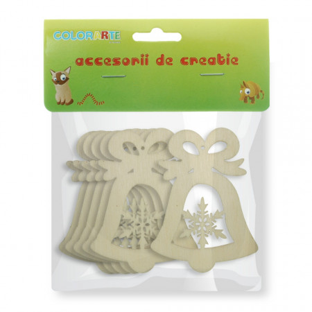 Clopotel placaj cu decupaj fulg 7,5x5,5cm 6/set Colorarte a723