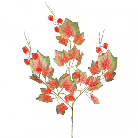 Creanga cu frunze vita de vie rosu deschis/galben/verde deschis 68cm