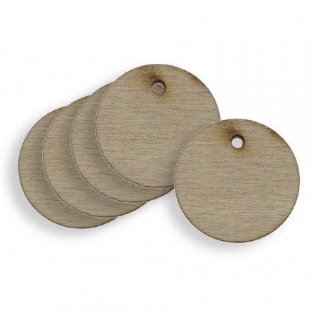 Disc placaj natur cu gaura 2,5x0,8cm 5/set