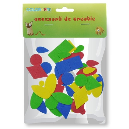 Forme geometrice carton buretat multicolor autoadeziv 1-4,2cm A883 50/set