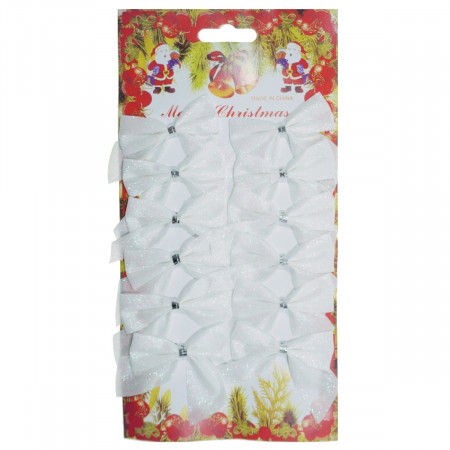 Funda Craciun textil alb cu sclipici 5,5x5cm 12/set 084440