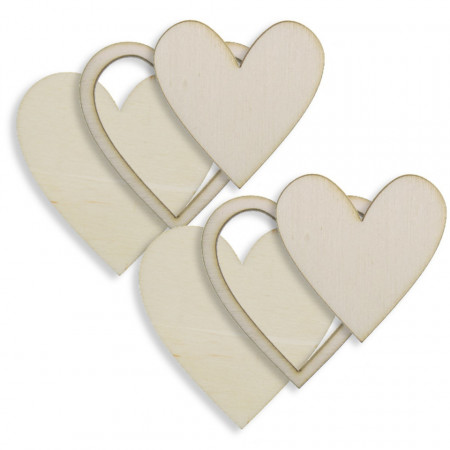 Inima placaj 3 piese 1 plina 3,3x3,5cm + 1 plina + 1 decupata 4x4cm 2/set