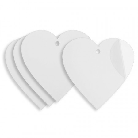 Inima plexiglas transparent cu gaura 6x6cm 4/set