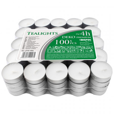 Lumanare pastila alba 4h 3,9x1,35mm 100/set Bispol PF10-100S