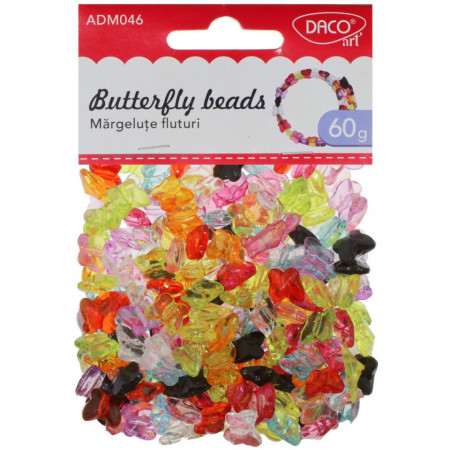 Margele plastic forma fluture multicolor 10x9mm 60g/set Daco AD046