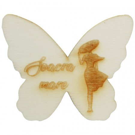 Marturie nunta fluture placaj gravat -Soacra mare- 4,5x5,5cm