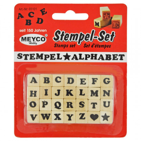 Mini stampile alfabet 1x1x2,4cm 28/set Meyco 65101