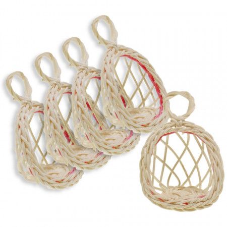 Miniatura scaun suspendat natur cu roz 4x5x6cm 5/set 350007