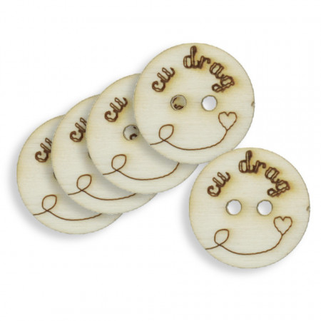Nasture placaj pirogravat Cu drag 2cm 5/set