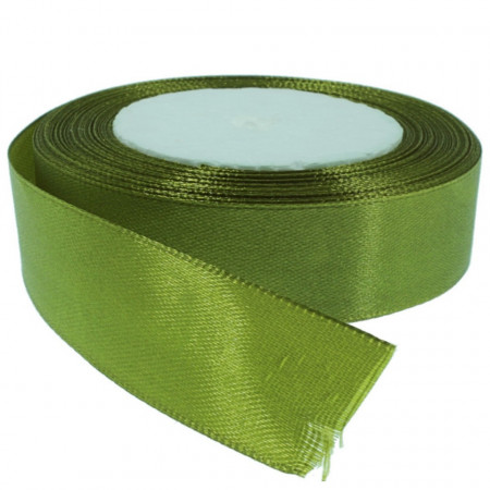 Panglica satinata verde oliv intens 25mm x 21m/rola