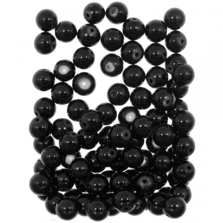Perla sticla rotunda neagra 9,5x10,5mm 110g