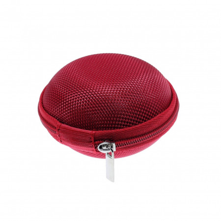 Portofel rotund rosu cu fermoar si 7 lacasuri pentru uleiuri esentiale 8cm 4202320000