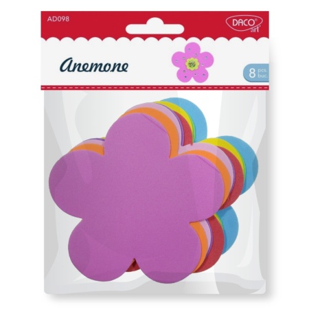 Anemona carton buretat multicolor 11,4x11,1cm x 2mm 8/set Daco AD098